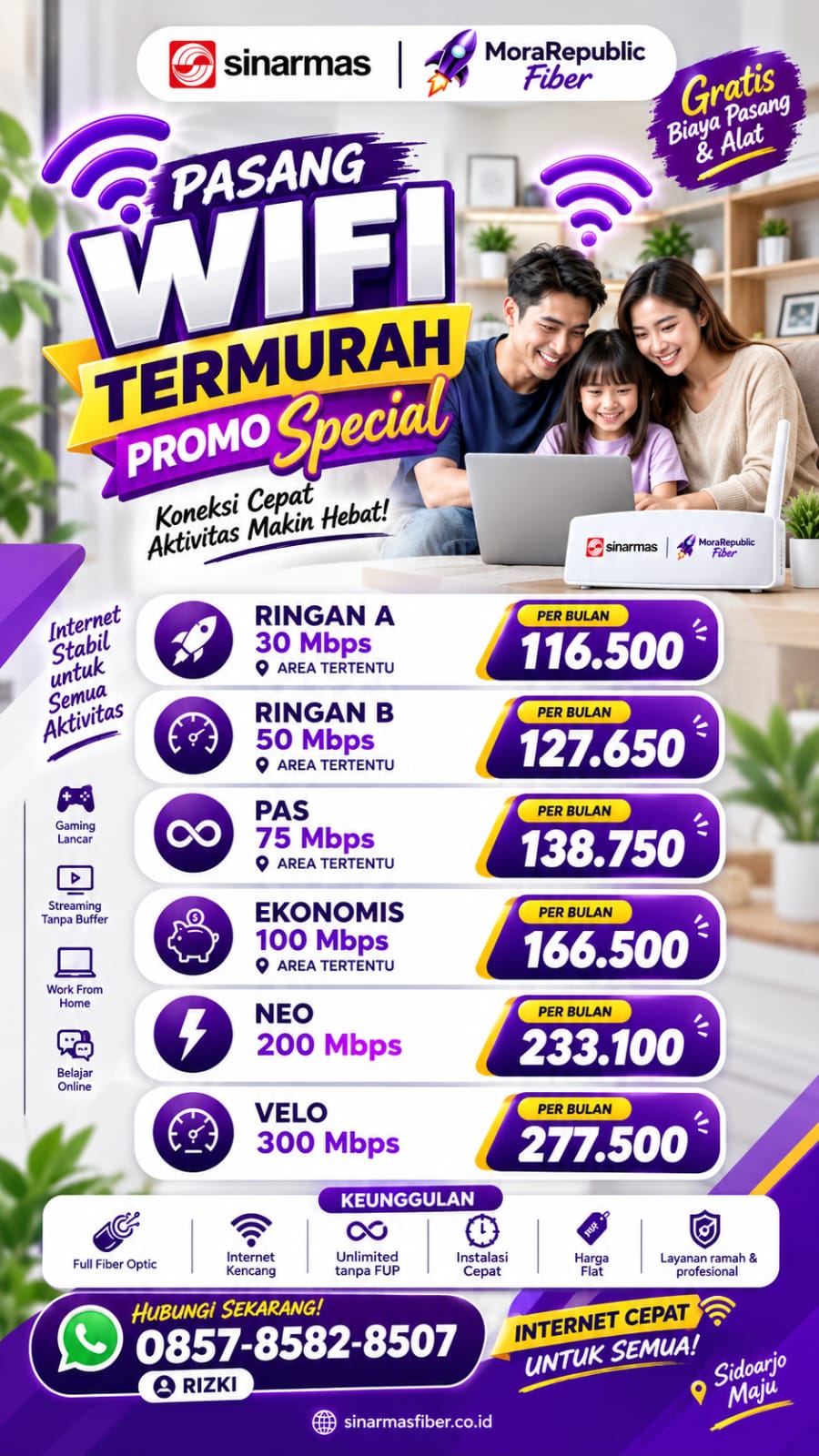 Flyer paket hemat MyRepublic untuk keluarga di Sidoarjo