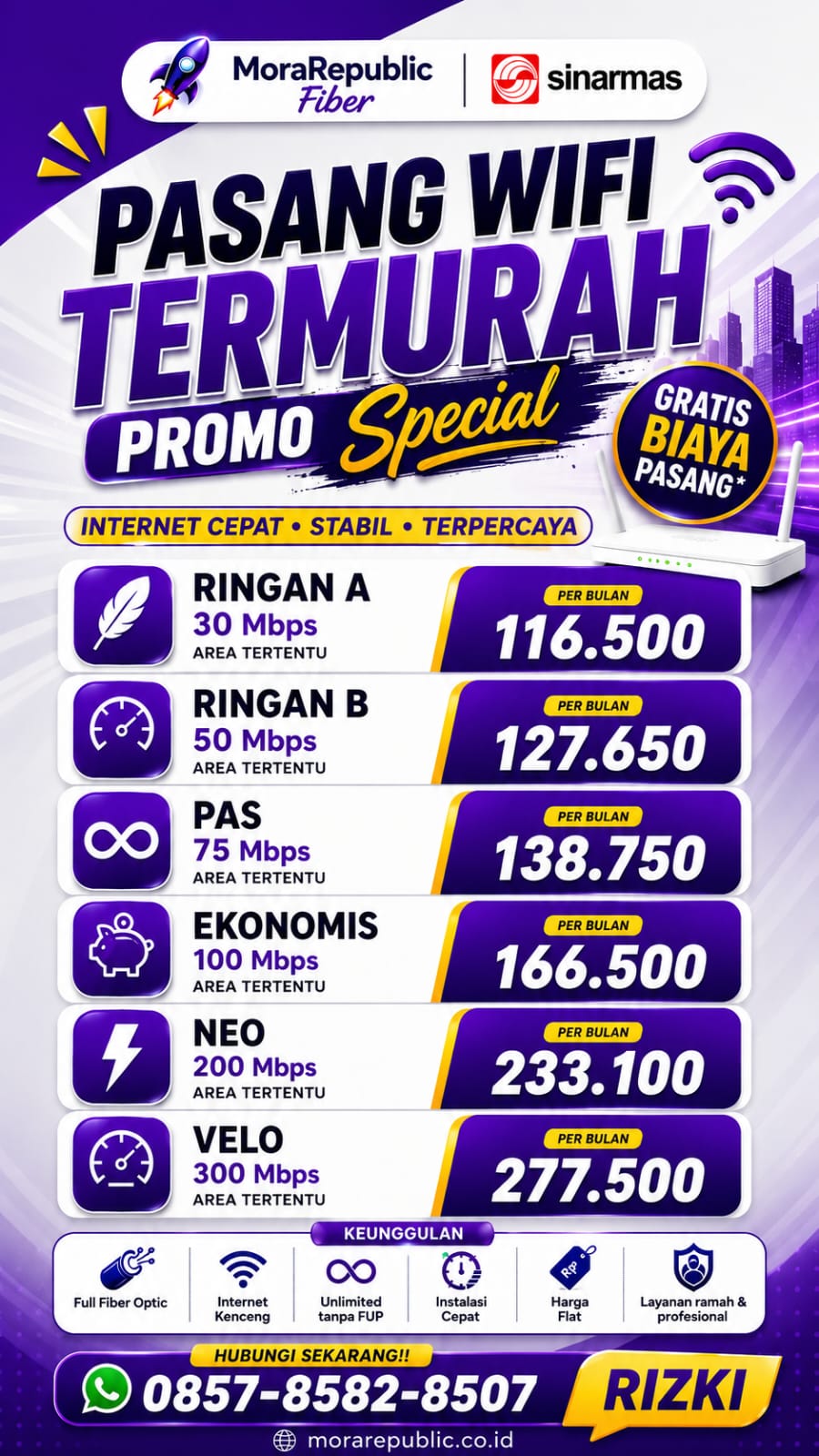 Daftar harga paket hemat MyRepublic area tertentu